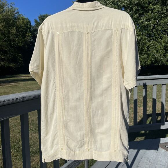 Cubavera Ivory Linen Rayon Brown Embroidery Floral Pattern Decor Size M - Picture 7 of 11